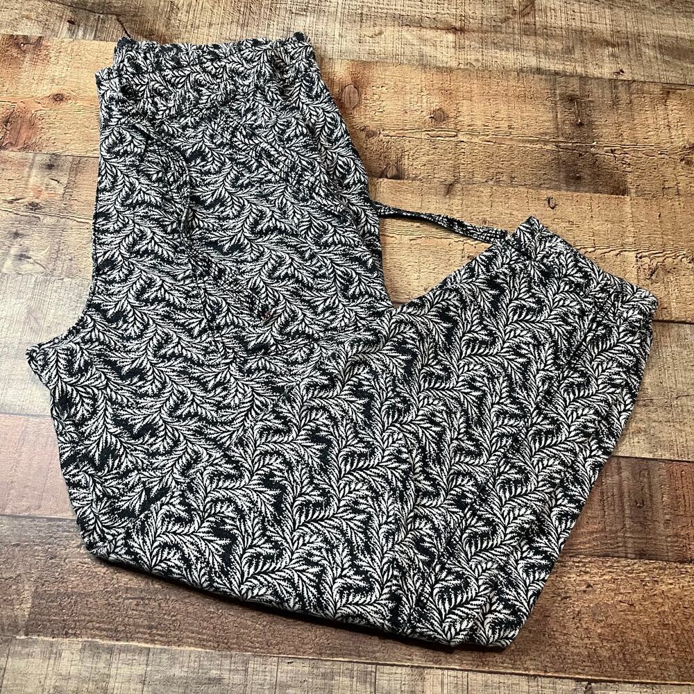 Anthropologie | Women's Neutral Floral Linen Blend Summer Pull On Joggers Sz S